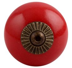 Solid Red Antique Fitting Ceramic Drawer Knob